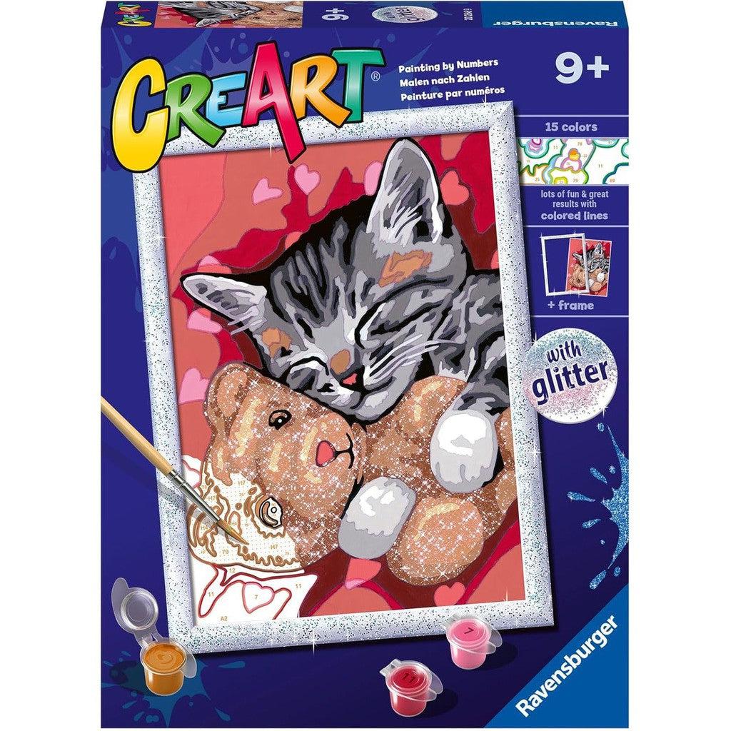Relaxing CreArt Peaceful Kitten Painting by Numbers Set for Kids