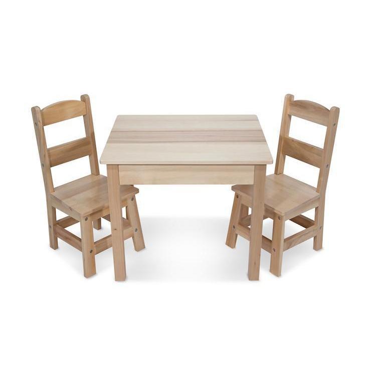 Sturdy Hardwood Child - Size Wooden Table and Two Durable Chairs Set