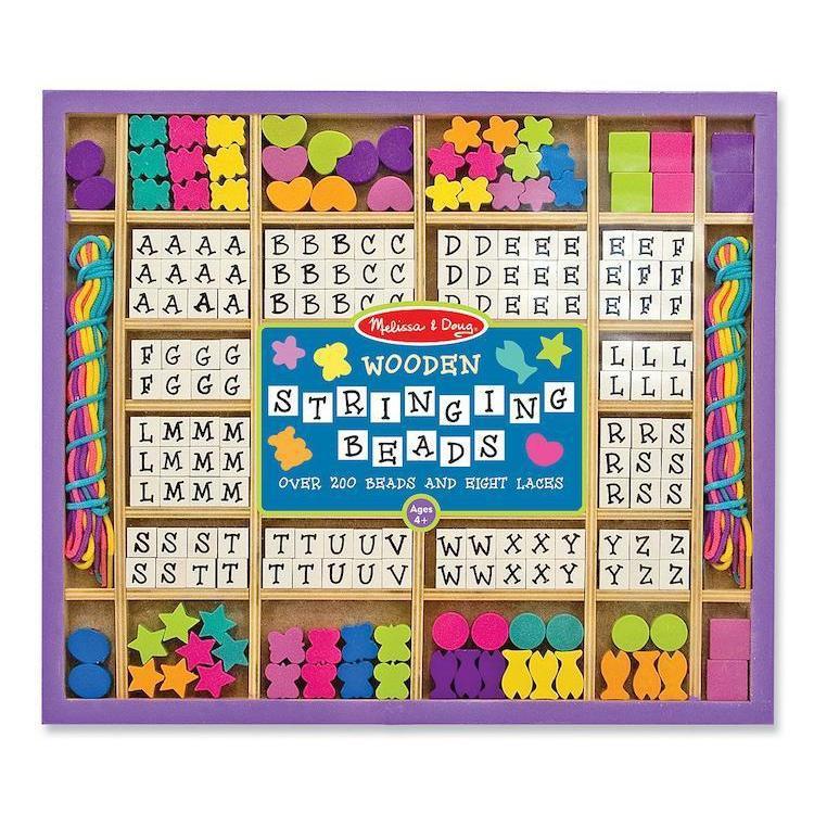 Melissa and Doug Colorful Wooden Stringing Beads Set for Kids Aged 4+