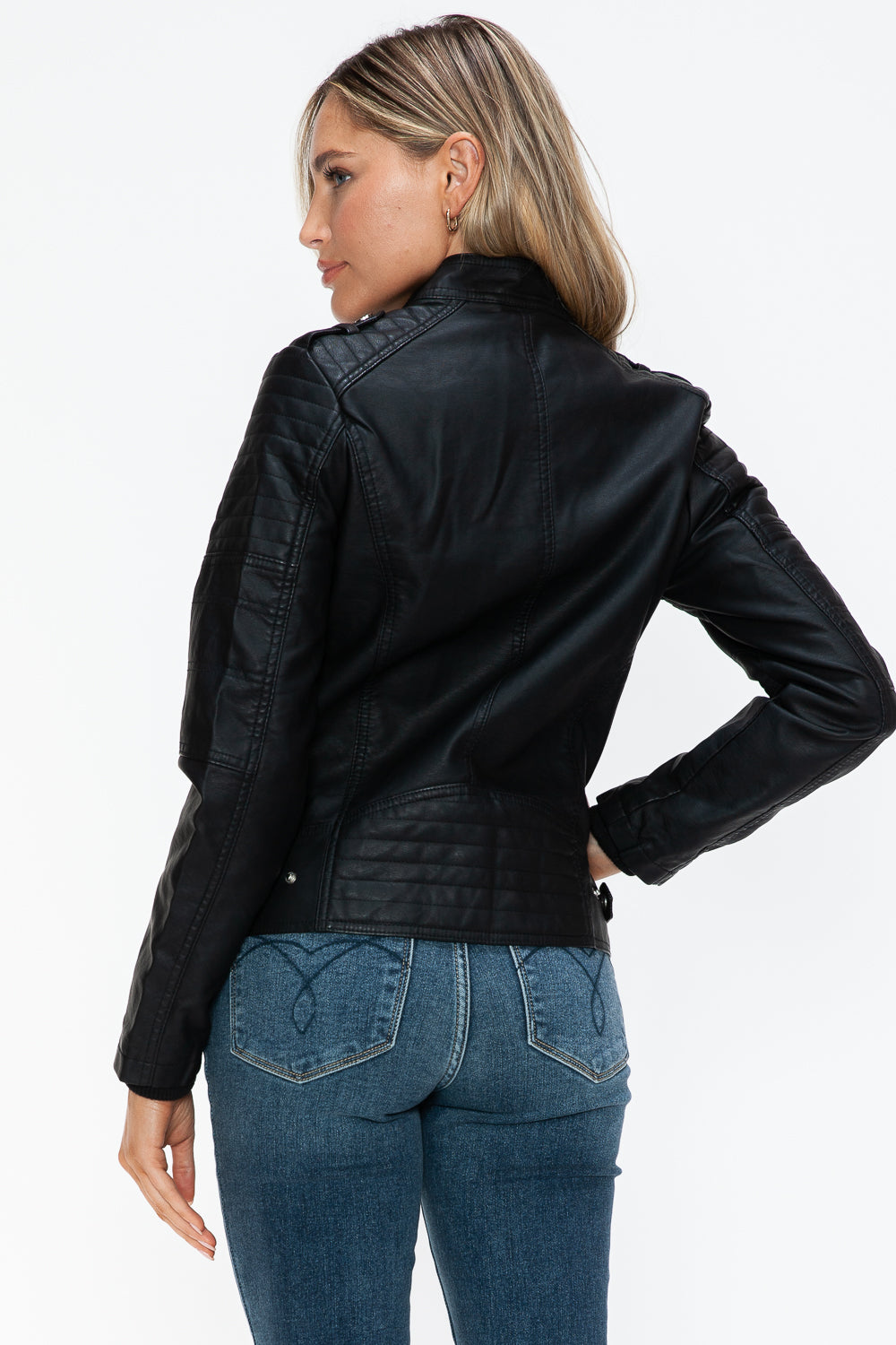 Stylish and Trendy PU Leather Biker Jacket for Men and Women with Convenient Side Zip Pockets