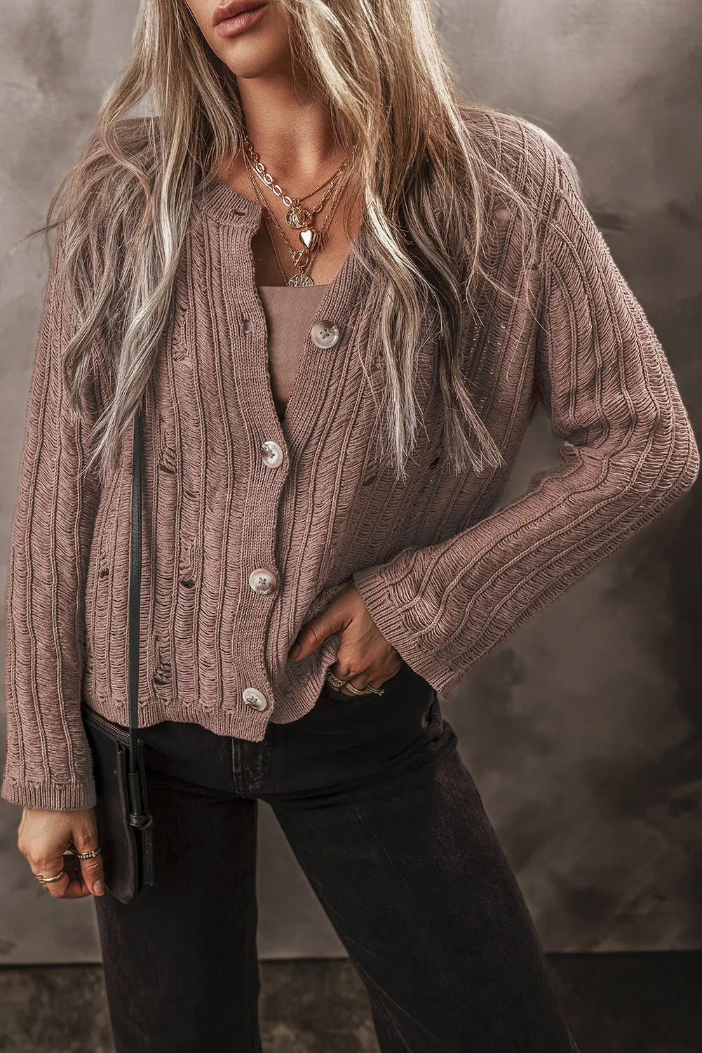 Long Sleeve Button - Up Women's Cardigan for Casual Wear