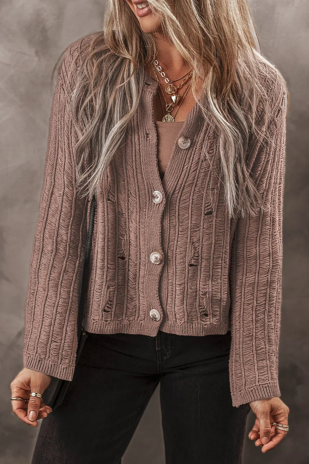 Long Sleeve Button - Up Women's Cardigan for Casual Wear