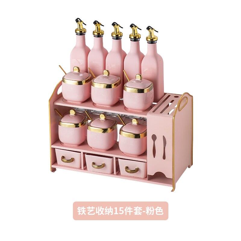 High - Quality Ceramic Olive Oil Spray Bottle, Spice Jars Set, Sauce, Salt and Pepper Shakers, Condiment Spice Organizer Rack for Kitchen Storage