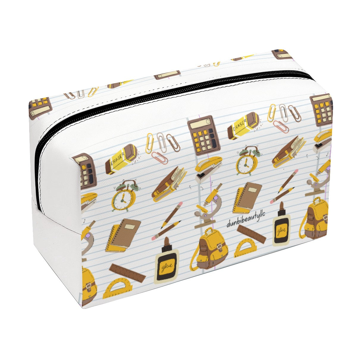 PU Cosmetic Bag Ideal for Back to School - Perfect for Teachers and Students, Compatible with Notebooks and Other School Supplies, Fitting in Backpacks, Available in Brown, Gold, and Gray Colors, Designed by Dunbi
